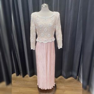 Vintage George F Couture beaded pink evening dress